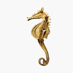 Vintage Seahorse Pin Brooch Green Orange Enamel Nautical Tropical Jewelry