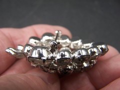 VINTAGE LARGE SIGNED EISENBERG ICE CLEAR RHINESTONE HEART SHAPED SILVER BROOCH