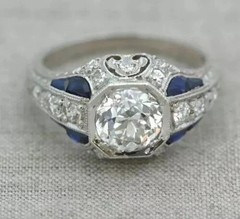 Art Deco Style Vintage Round Cut Lab Created Diamond 925 Silver Engagement Ring