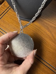 Vintage 24 Inch Necklace With 2.5 Inch Diameter Pendant Round Statement