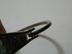 Vintage 7″ Abalone Flower Design Push On Silcer Tone Bracelet in Good Cond.