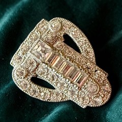 Dress Clip Art Deco Rhinestone Pot Metal Clear Crystal Vintage Fur