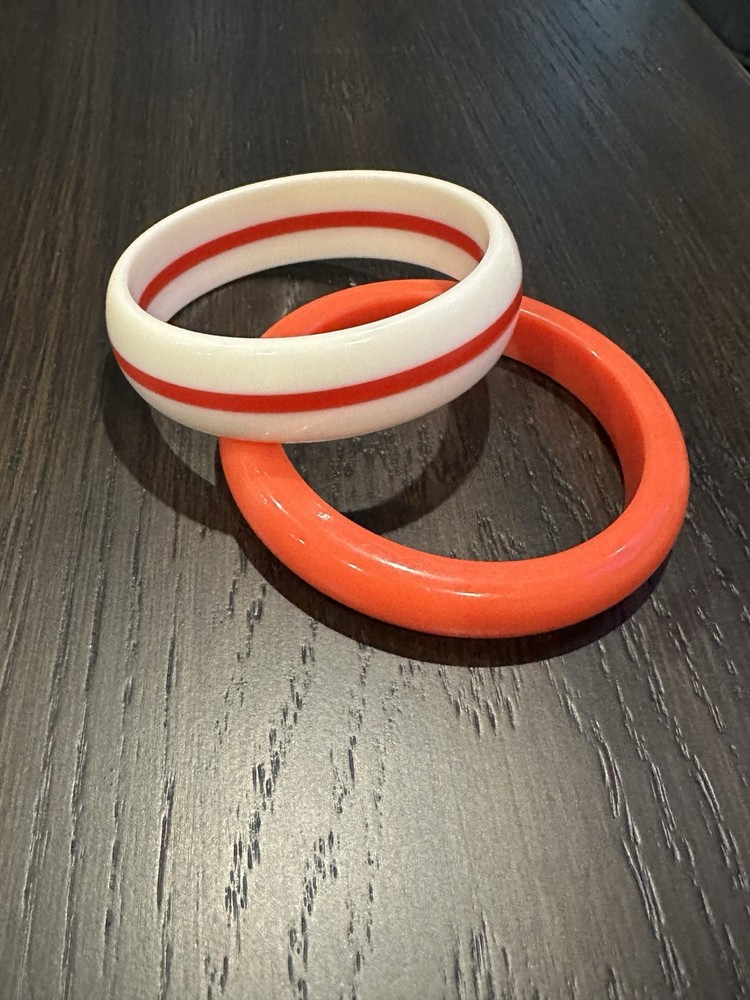 Seamless Bracelets Burnt Orange Cream And Burnt Orange Stripe Vintage