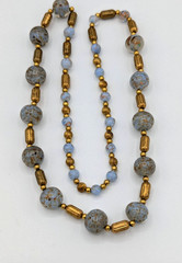 Vintage Murano Venetian Glass Necklace Periwinkle Blue Sommerso Aventurine 28″