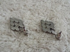 Silvertone Rhinestone Pierced Earrings (B49)