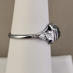 Vintage Art Deco Uncas Ring Paste Stone Silver Tone Antique 7