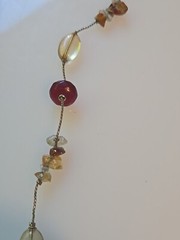 LC Liz Claiborne Or Lauren Conrad Goldtone Acrylic Bead Polished Stone Necklace