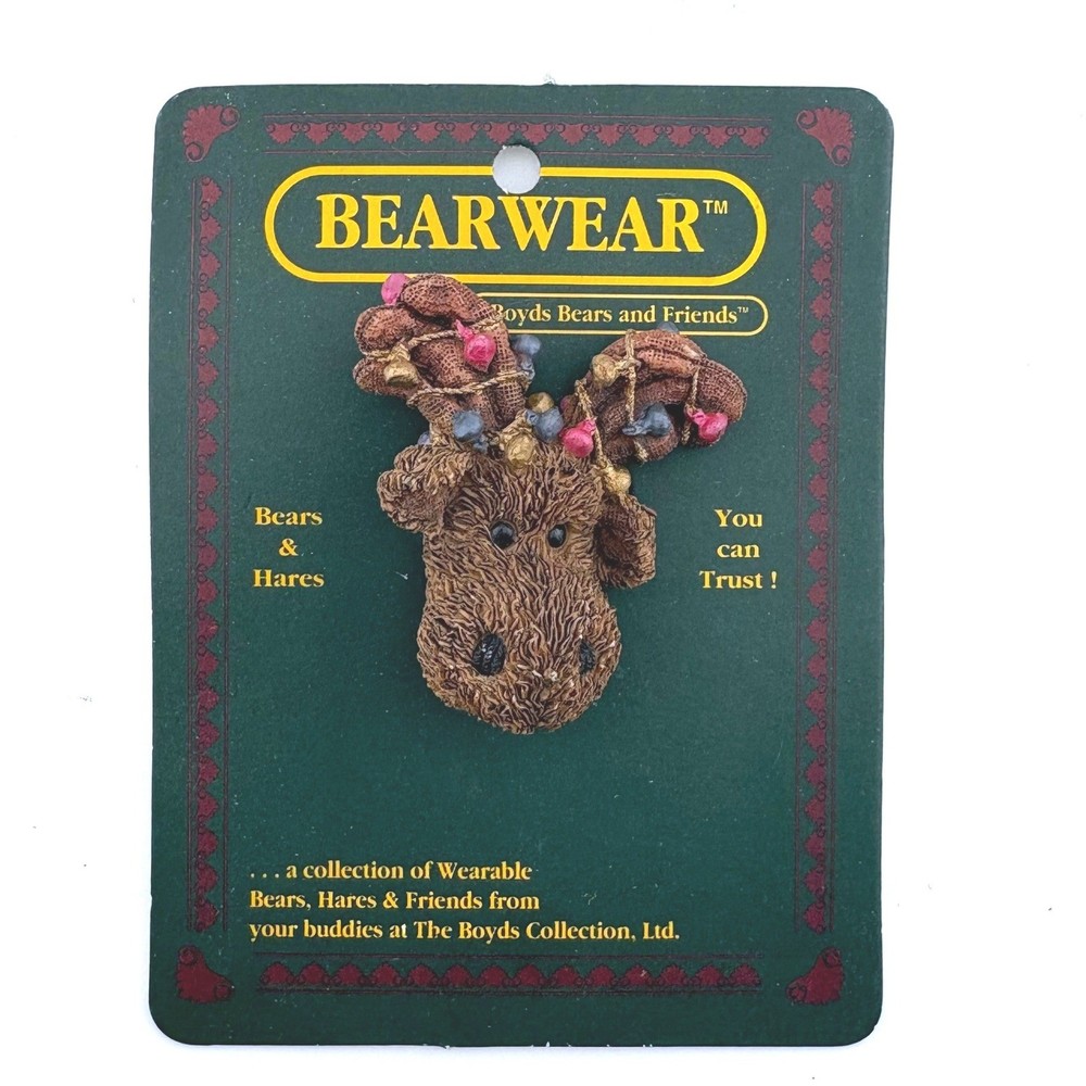 Boyds Bears and Friends Bearwear Moose Pin 1994 Christmas Holiday Lights 2603