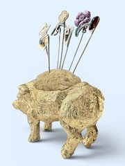 Vintage Stick Pin Lot With Boar Pin Cushion