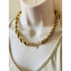 Erwin Pearl Gold Plated Regal Signed rope necklace VTG Statement Collar Elegant