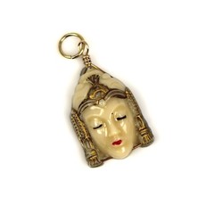 Vintage Selro Selini Charm Asian Princess Pendant Unsigned 1″ Thai Girl