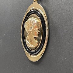 Vintage AVON Gold Tone Greek Cameo & MONET Gold Tone Chain Necklace 1970s – 16″