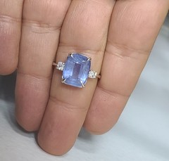 Vintage 14K White Gold Engagement Ring 8.94ct.Natural Blue Cushion Sapphire GIA