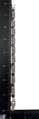 Vintage Sterling Silver Amethyst Marcasite Gemstone Art Deco Link Bracelet