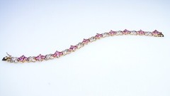 Lovely Ross Simons Pink Topaz Sterling Vermeil Tennis Bracelet
