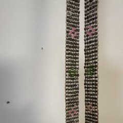 Antique Handmade Beaded Glass Fringe Necklace Silver Pink Blue Green Pre-1920