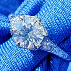 Original EARTH MINED DIAMOND ART Deco Engagement Ring Vintage Platinum Solitaire