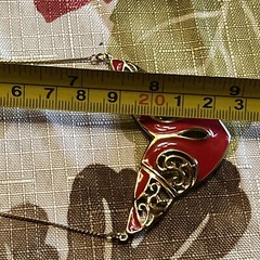 Vtg Modernist Red Enamel & Gold-Tone Collar Necklace 18”career
