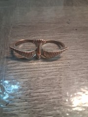 Vintage Style Antique Copper Sparrow Bird Two Finger Double Knuckle Ring