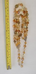 Vintage 3 Strand Necklace Amber, Gold, Pink 1940s-1950’s Glass Aurora Borealis