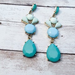 Vintage Earrings For Pierced Ears – Bluey Green Tones Dangle