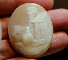 3 Antique Loose Shell Cameo With Warm Peach & White Tones LOT