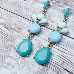Vintage Earrings For Pierced Ears – Bluey Green Tones Dangle