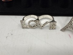 Estate Jewelry Lot 18 Rings Rhinestone Gold Silver Tone Vintage Fashion