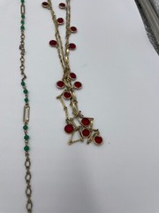 5 Piece Vintage Color Bead Necklaces Gold Silver Tone Chain