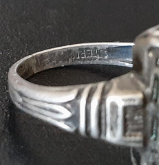 Vintage Art Deco Woman’s Size 4 Faux Emerald & Sterling Ring