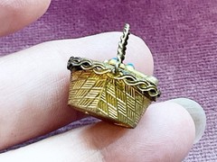 Antique Victorian Gold Filled BASKET with Stones Charm Watch Fob Pendant