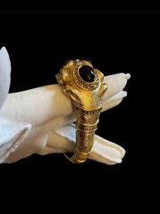 VINTAGE 60s Ciner Double Frogs Signed Gold Plated Bracelet