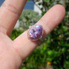Fabulous 14k Solid Rose and White Gold Natural Kunzite and Diamond Ring Sz 8