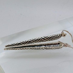 Vintage 90s Sterling Silver 925 Geometric Tribal Tattoo Dangle Earrings Thailand