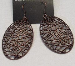 Bronze Tone Dangle Drop Oval Abstract Earrings Boho Chic Fairy Earthy Neutral
