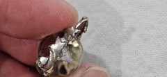 Antique Vintage Crystal Orb W/ Minerals Moon Star & More Sterling Bead Pendant