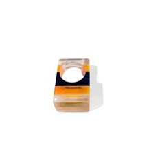 Vintage Lucite Ring Acrylic Striped 70s Resin Jewellery Retro MCM Mod