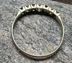 **14K YELLOW GOLD** VTG Art Deco Blue Topaz ‘Half Eternity Band’ (Sz. 5) ( 1.4G)