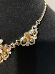 Vtg 70’s Marked Barclay’s Orange & Clear Rhinestone Statement 14 In Necklace