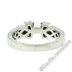 Vintage Platinum 1.35ct Floating Diamond w/ Accents Hand Engraved Work Band Ring