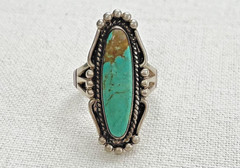 Vintage Marked Sterling Nice Size 7 Turqoise Color Ring Nice Wear Condition