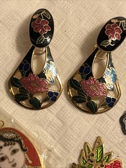 Vintage Cloisonne Butterfly Jewelry 7pc Pendants Earrings Elephant Peacock Cuff