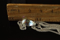 Vintage OLD Soviet Russia Sterling Silver shain Crystal Pendant D595
