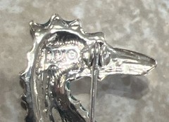 Vintage AAI Sea Horse Brooch Silver Tone Metal Green Yellow Enamel 2 1/4”