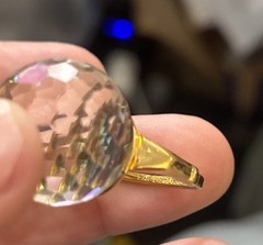 Vintage VENDOME Faceted Crystal Disco Ball Cocktail RING~Square Shank~Patent,FJT