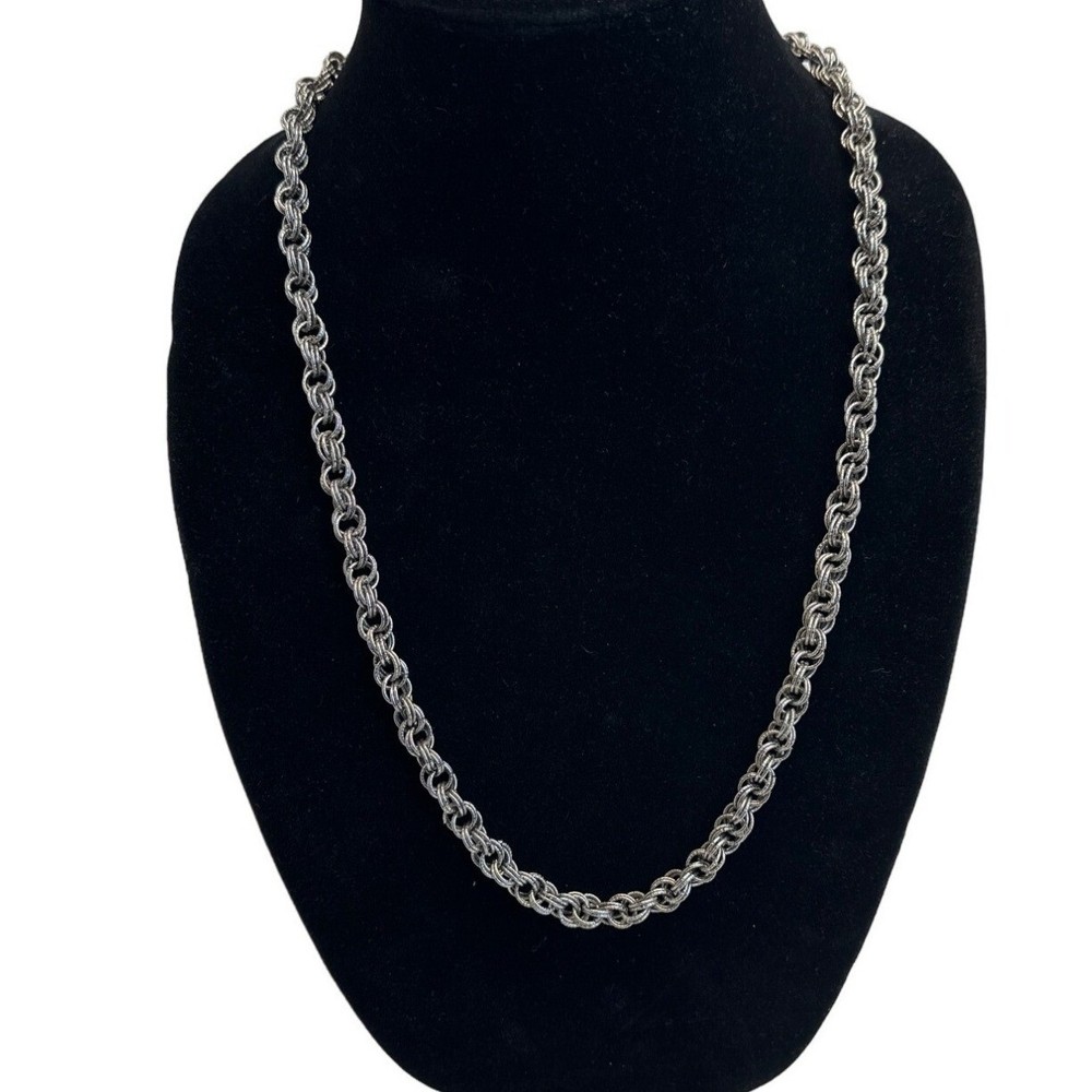 Vintage Women’s Silver Tone Double Chain Necklace Sz 26in
