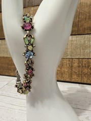 Hollycraft Pastel Rhinestone Bracelet, Stamped Copr 1955, 1950s Vintage Jewelry