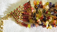 Vintage RJ Graziano Gemstone Semi Precious Multi Stand Multicolor Necklace