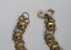 Vintage Old Rare Unique Gold Tone Purple Stones Linked Statement Choker Necklace