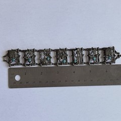 Vintage Metal Native American Motif Figural Panel Link Bracelet – Unsigned